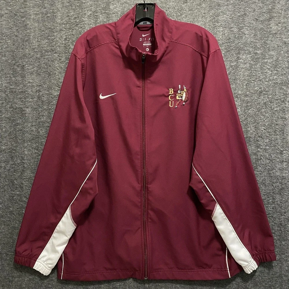 Bethune Cookman Wildcats Jacket Mens‎ XL Burgundy Nike Dri Fit Full Zip NCAA